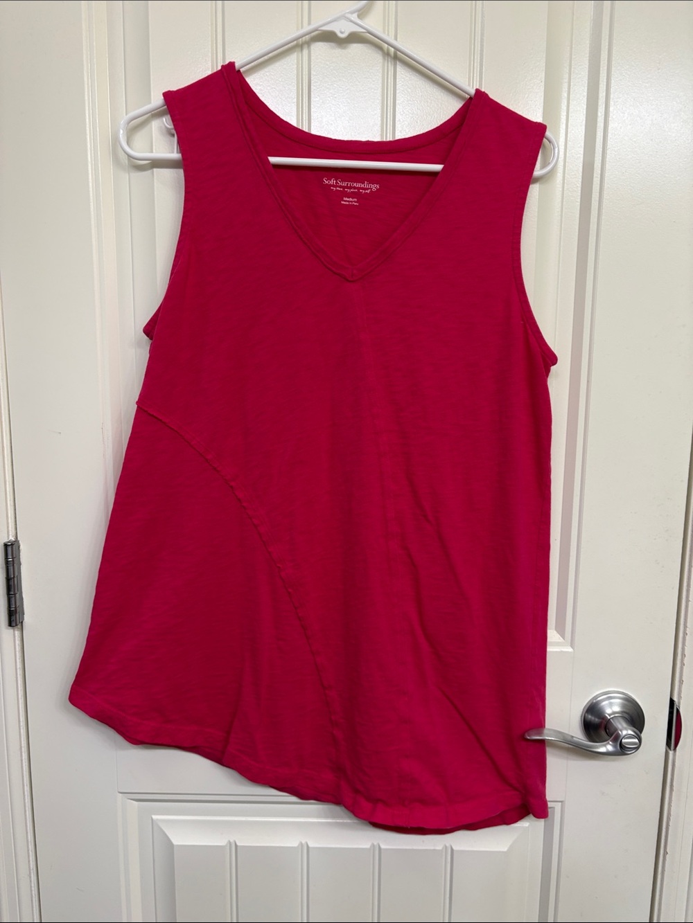 Soft Surroundings Sleeveless V-Neck Tunic Tank‎ — Raspberry